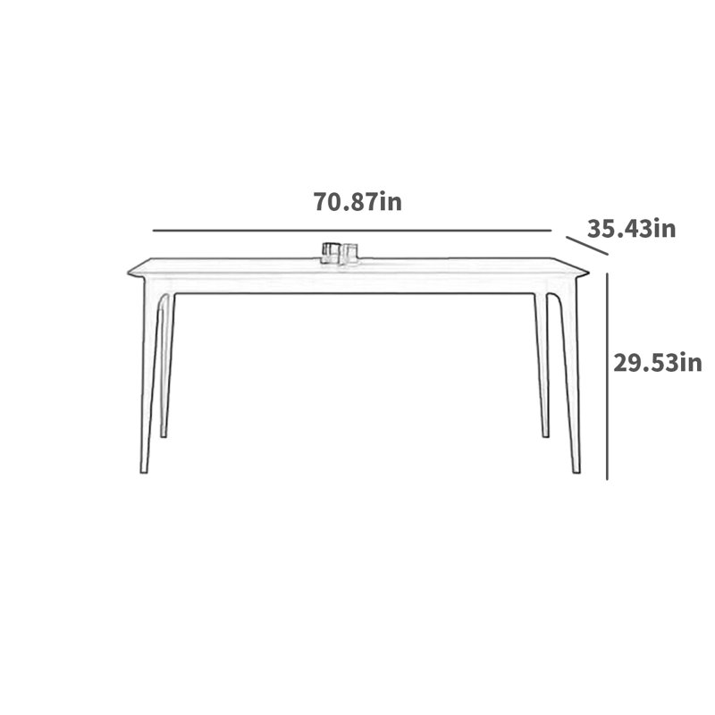 Miaja Ash Solid Wood Base Dining Table, 29.53" H x 70.87" L x 35.43" W