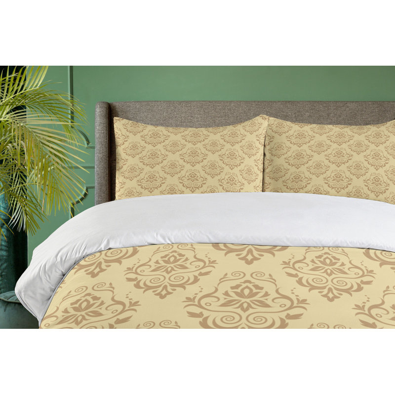 French Country Polyester Damask Duvet Cover