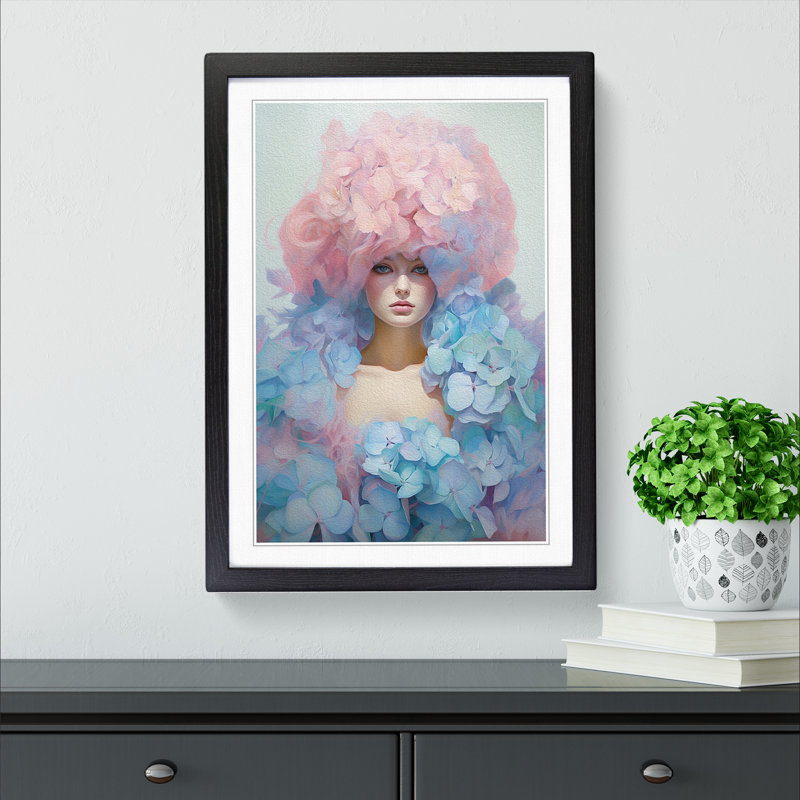 Hydrangea Conceptual No.2 - Framed Print, 46cm H x 34cm W x 2cm D, Black Framed