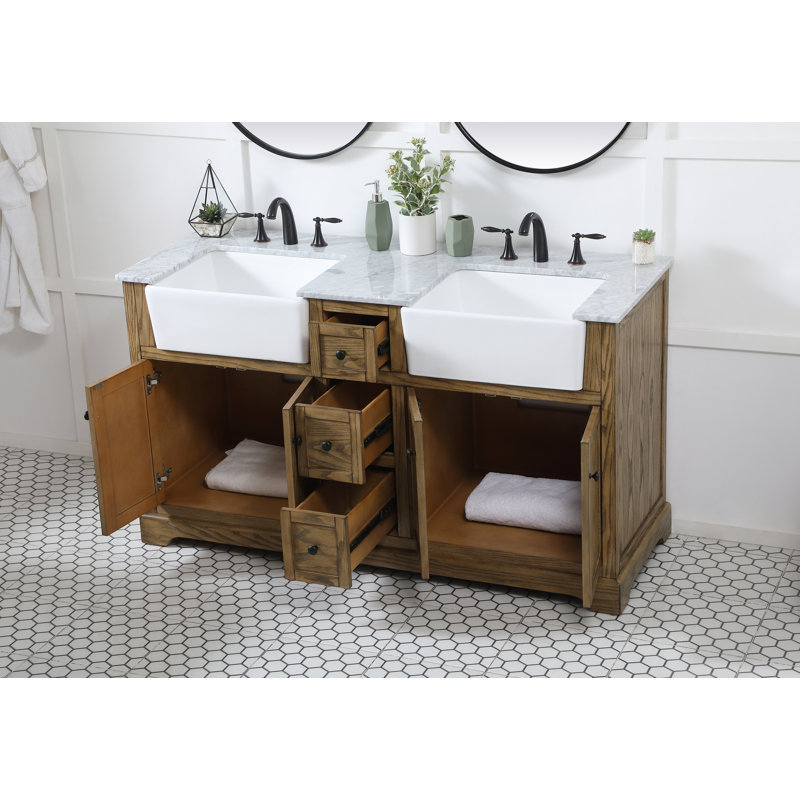 Ensemble de meuble-lavabo double 60 po Guri, Bois flottant