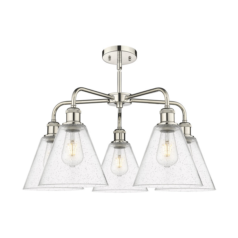 Lustre conique à 5 lumières Mallery, Nickel poli