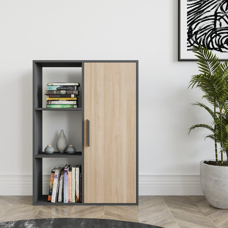 124.5cm H x 88.9cm W Najji Standard Bookcase, Anthracite/Oak