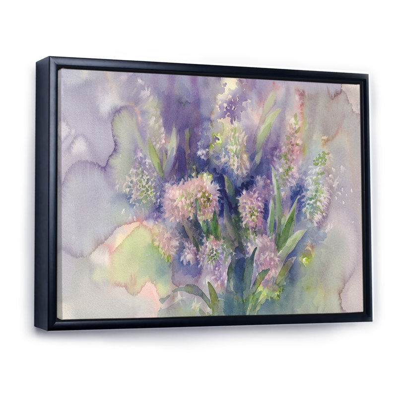 «Rose Hyacinth On Rainy Day», reproduction sur toile, H 8 po x l 12 po x P 1 po, Cadre flottant noir