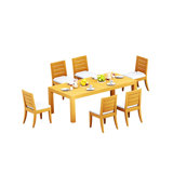 7 Pcs Grade-A Teak Wood Dining Set: 86" Canberra Rectangle Table And 6 Atnas  Armless Chairs #11AT1900