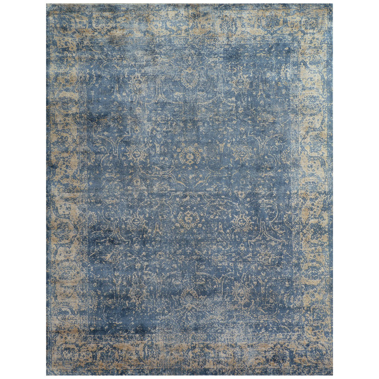 Cassina Oriental Hand Loomed Denim/Gold Area Rug