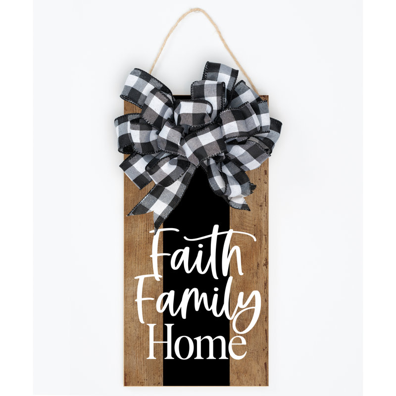 Plaque en bois Faith Family Home 13,625 po x 6,75 po