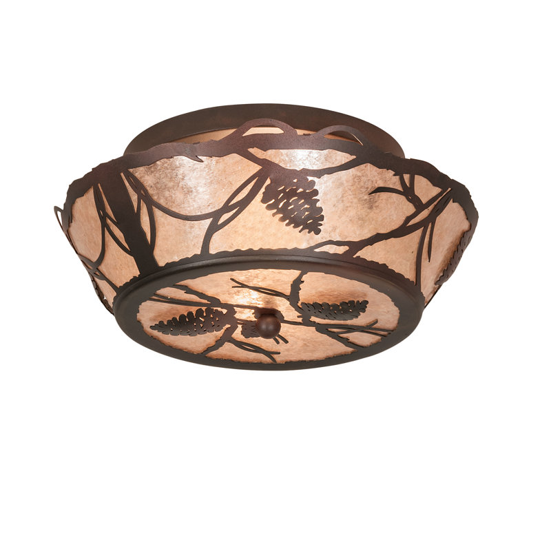 Plafonnier semi-encastré 2 lumières 16,5 po unique, H 7,5 po x l 16 po x P 16 po, Rust