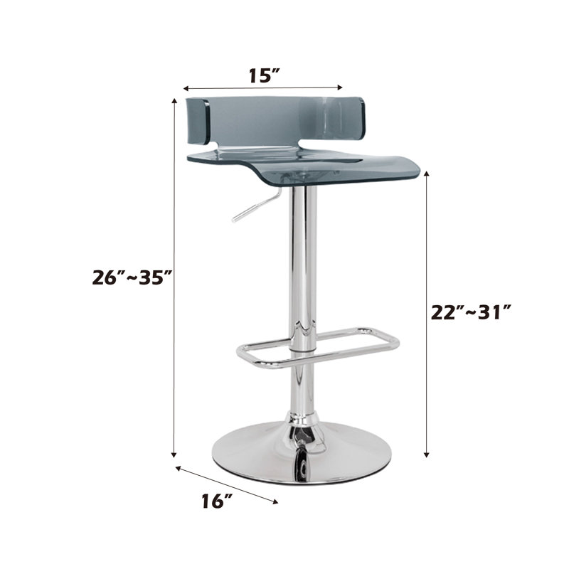 Tabouret réglable gris et chrome avec pivot
