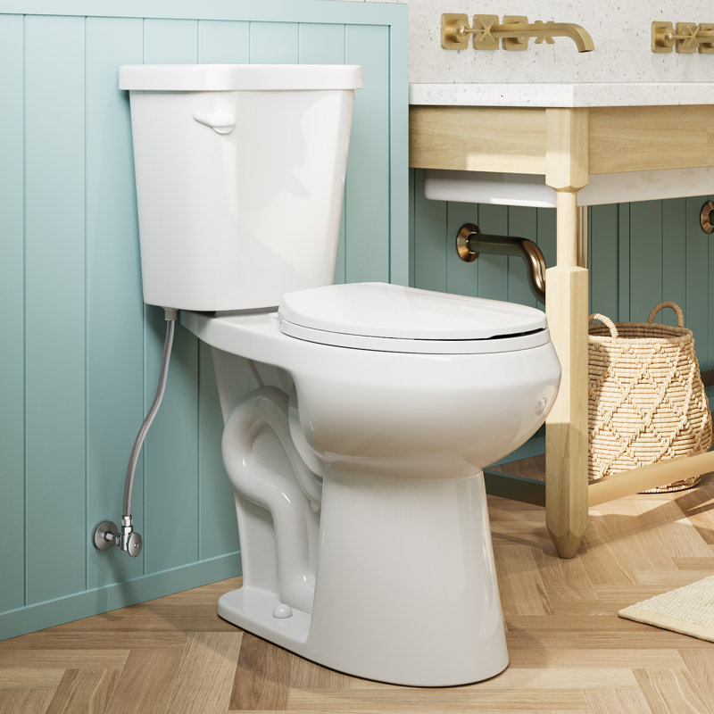 19.5''Tall Comfortable SeatHeight Round Two-Piece Floor Mounted Toilet (Seat Included), Left