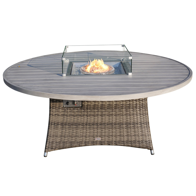 Foyer de table d'extérieur au propane en aluminium W70,8 po