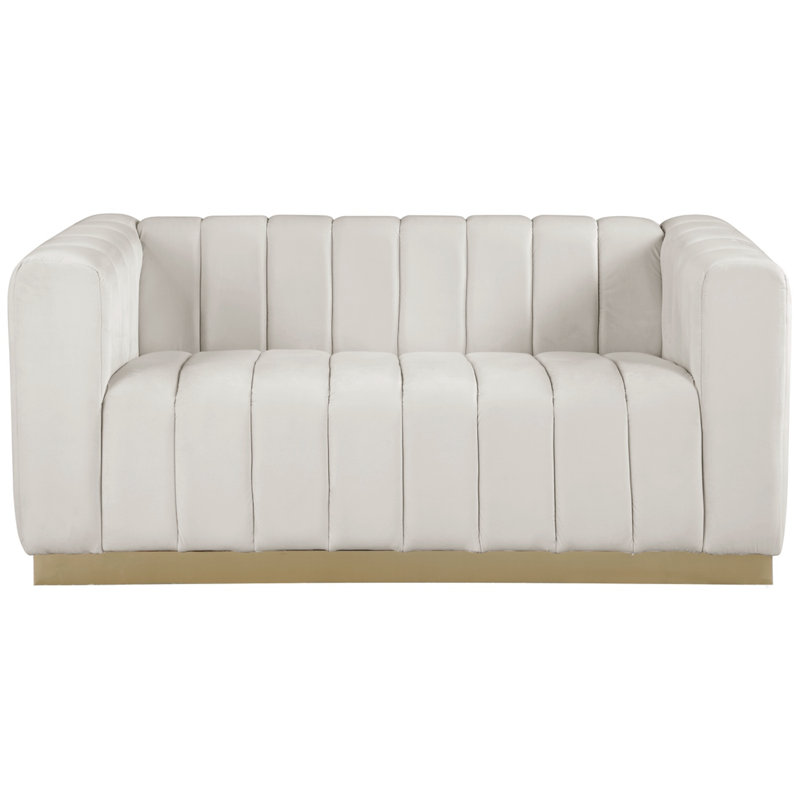 Tyneside 62.5'' Velvet Loveseat, Cream Velvet