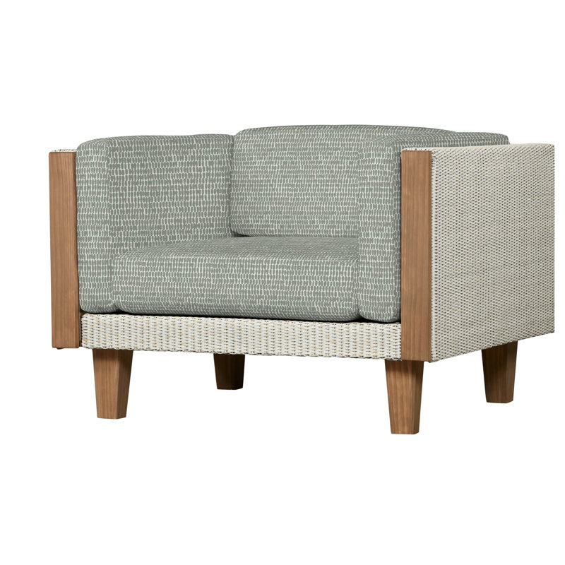 Catalina Outdoor Teak Lounge Chair, Sandberg Pewter, Antique White