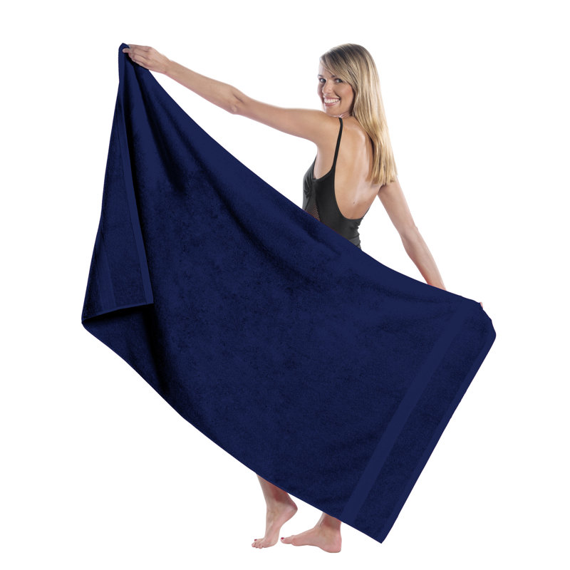 Annuziata 100% Cotton Midweight Beach Towel, Navy