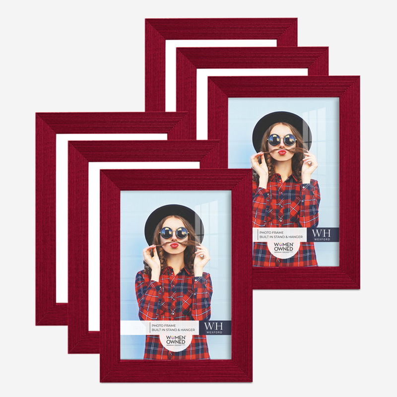Red Wood Picture Frame - Set of 6, 5" x 7"