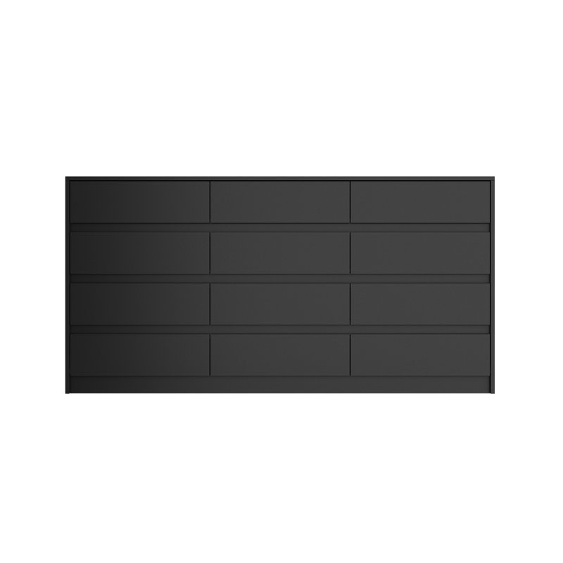 Commode 12 tiroirs l 63 po, Noir