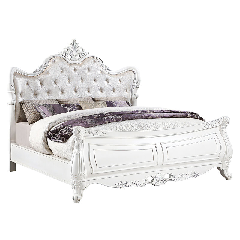 Jaria Queen 2PC Bedroom Set White, Queen, 2 Pcs: Bed, Nightstand