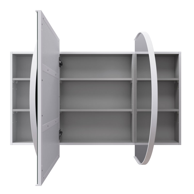Recessed Framed 2 of Doors Medicine Cabinet with Adjustable Shelves, White