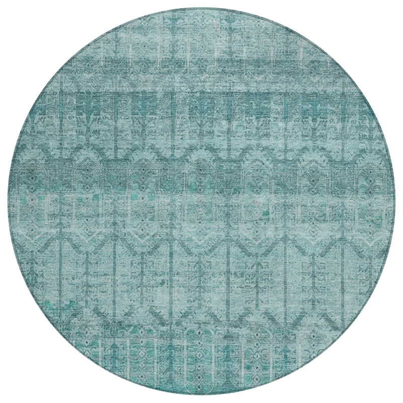 Machine Washable Indoor/Outdoor Chantille ACN2728 Modern Rug, Aqua, 8' Round