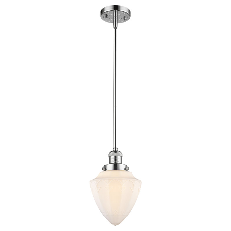 Franklin Restoration - Kymeshia - Mini-luminaire suspendu 1 tige 7 po - Ampoule DEL , Chrome poli, Blanc mat