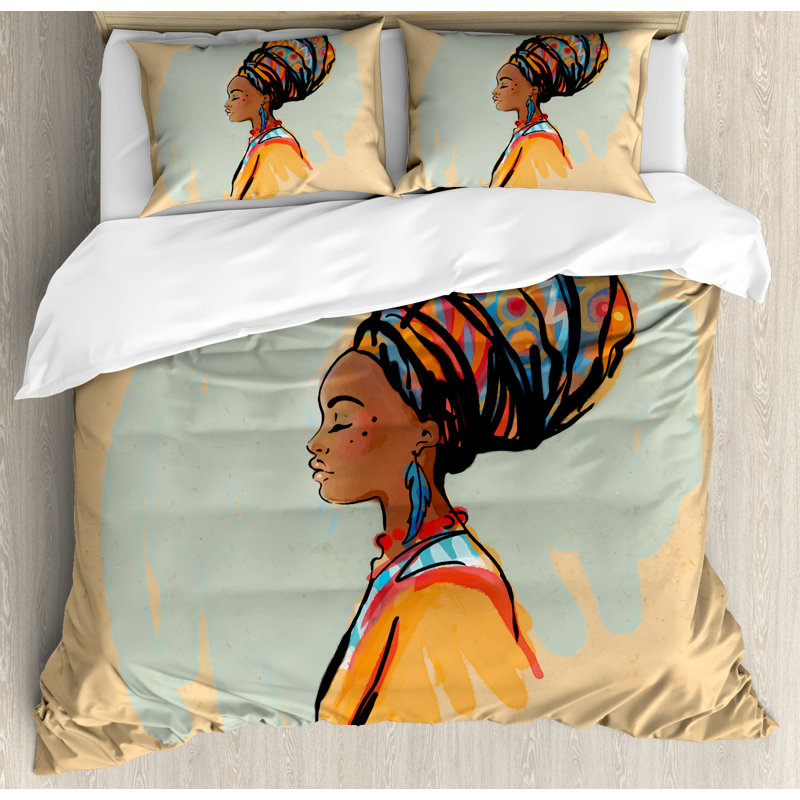 African Modern & Contemporary Polyester Duvet Cover, King