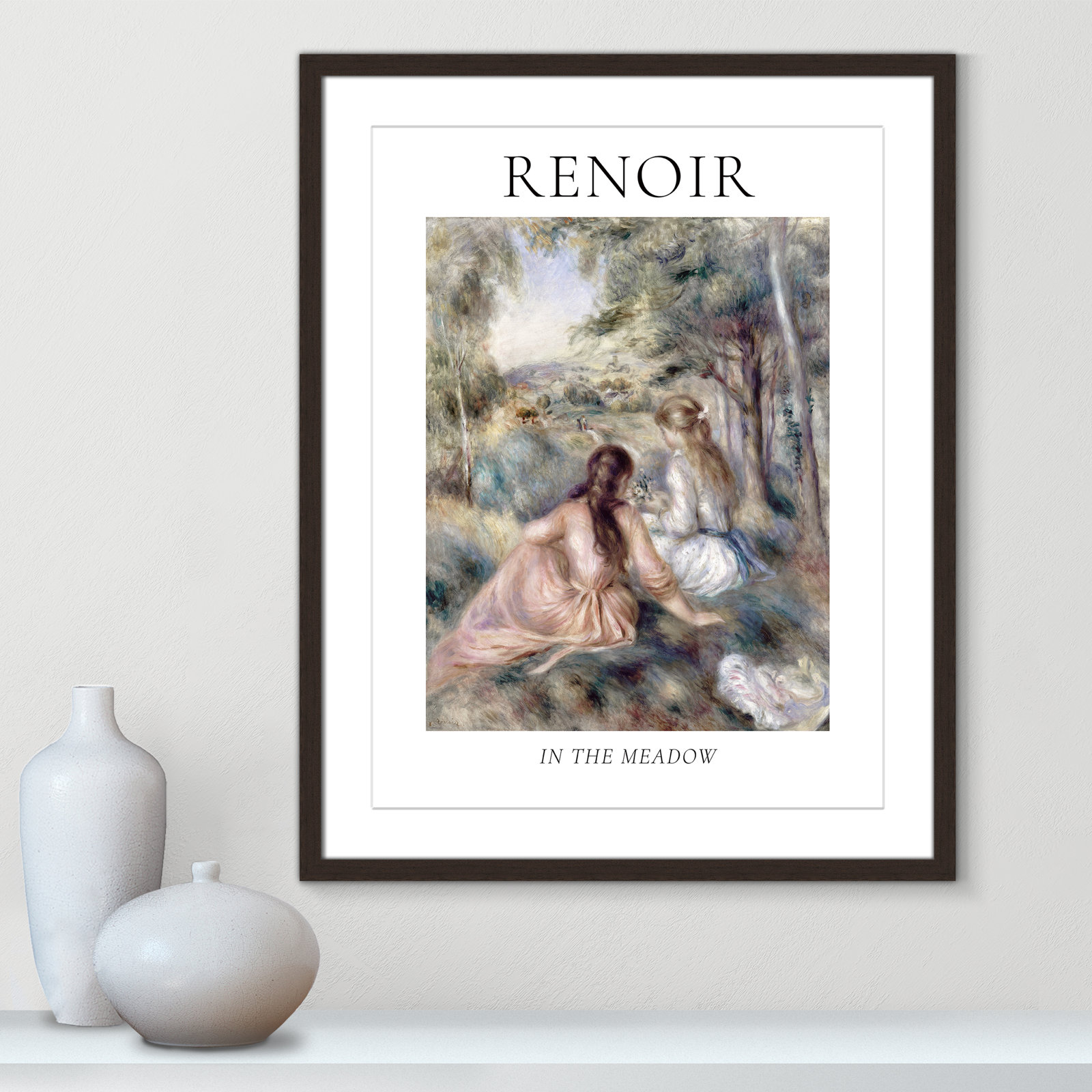 Old Masters Collection "In the Meadow" Print, Walnut Single Picture Frame, Yes, 29.5" H x 23.5" W x 1.25" D