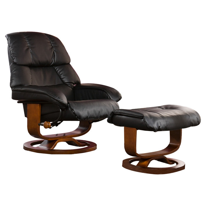 Fauteuil inclinable manuel pivotant avec repose-pieds Proto, Similicuir noir