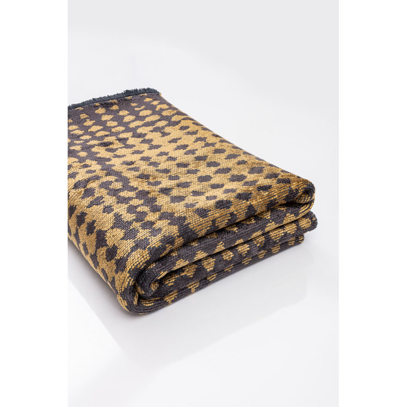 Rapture Black/Yellow Polka Dots Luxury Area Rug, Rectangle 7'10" x 9'10"