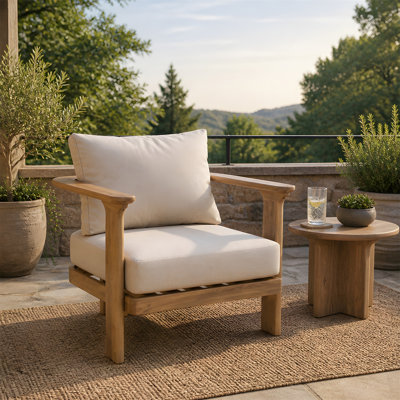 Fauteuil club d'extérieur en bois d'acacia