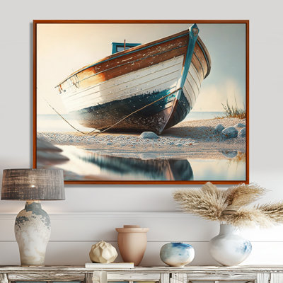 Boat On Shore I - Coastal Boat Canvas Print