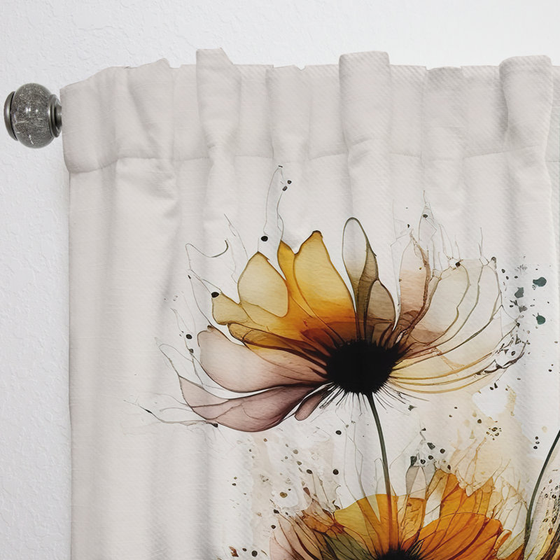 Isanotski - Floral Velvet Curtain - 1 Panel, 52" W x 90" L