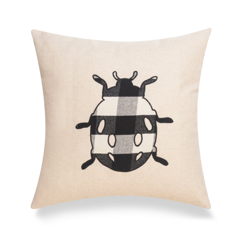  Patchwork Linen Throw Pillow, Polyester/Polyfill, Black/White