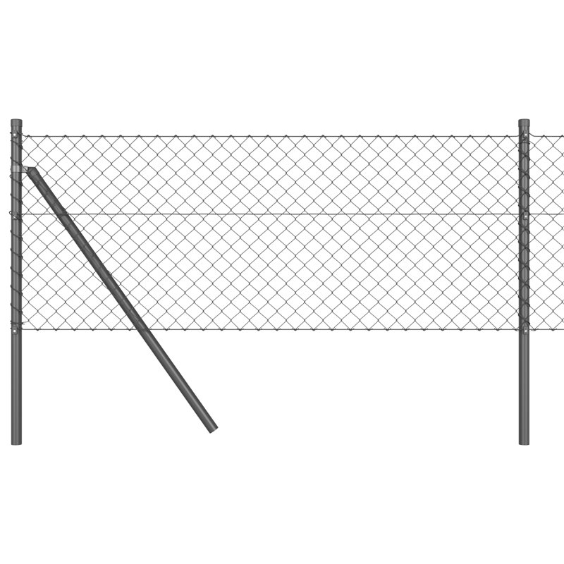 Vidaxl Chain Link Fence With 7 Posts Galvanised Steel, Grey, 60cm H x 1000cm W