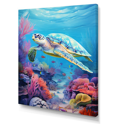 «Turtle Under The Sea Scenery», reproduction d'art sur toile