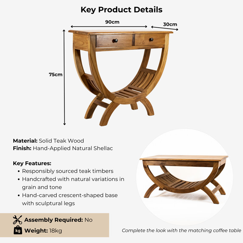 Lukats Solid Wood Console Table, 75" H x 90" W x 30" D
