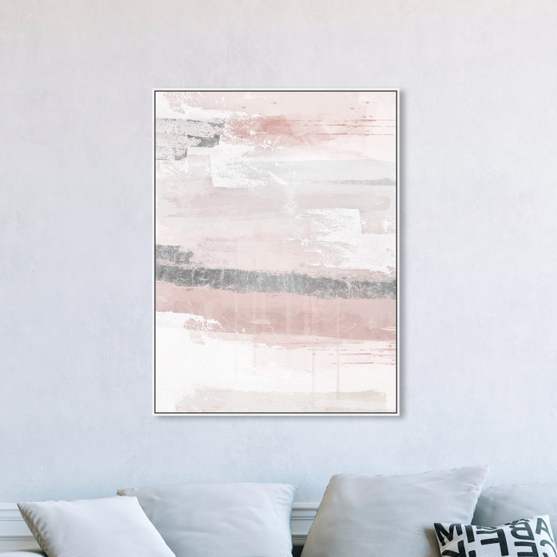 Éléments sophistiqués rosés - peinture, H 45 po x l 36 po, Toile blanche encadrée