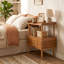 Table de chevet en rotin de bambou avec table d'appoint et porte rabattable