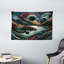 Wrought Studio Lake Wall Hanging Tapestry Fibonacci Details Mountains Raspberry Pale Teal Blue-1002621872