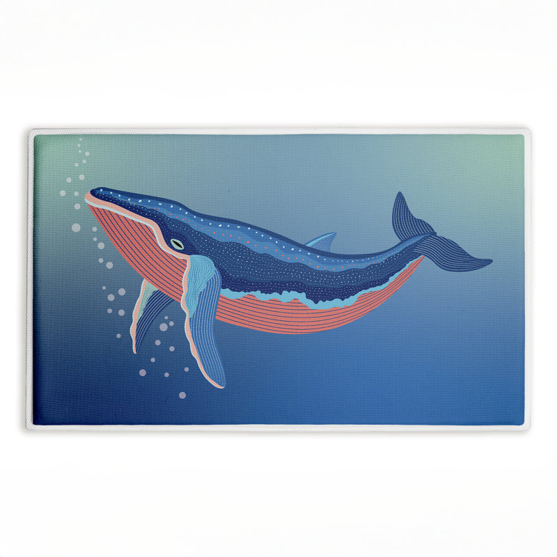 Tapis de bain et tapis de bain Coastal Whale with Bubbles