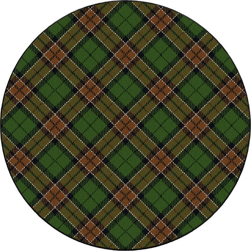 Ligaya Christmas Plaid Cedar Area Rug, Round 5'4"x5'4"