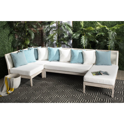 Arcelis 142.49'' Wide Teak Patio Sectional with Cushions