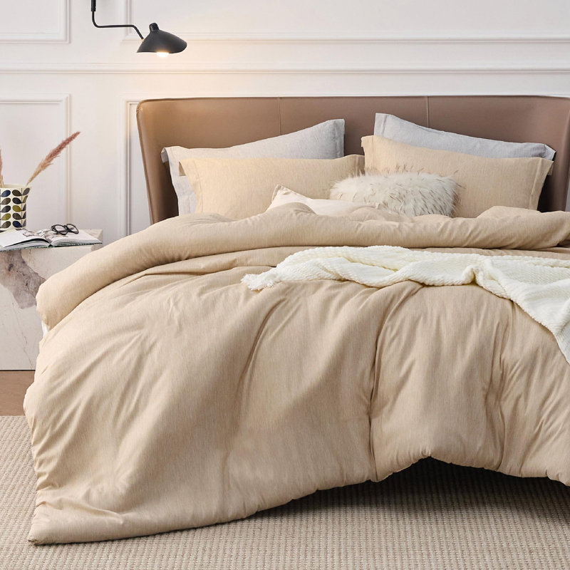 Bedsure Duvet Cover - Super Soft Cationic Dyed Duvet Cover, Twin Duvet Cover + 1 Standard Pillowshame, Heathered Ivory White