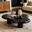 Quintavius ​​39.4-inch modern French light luxury cream solid wood three-legged cloud-shaped coffee table, living room side table (with 8cm tabletop)-915819334