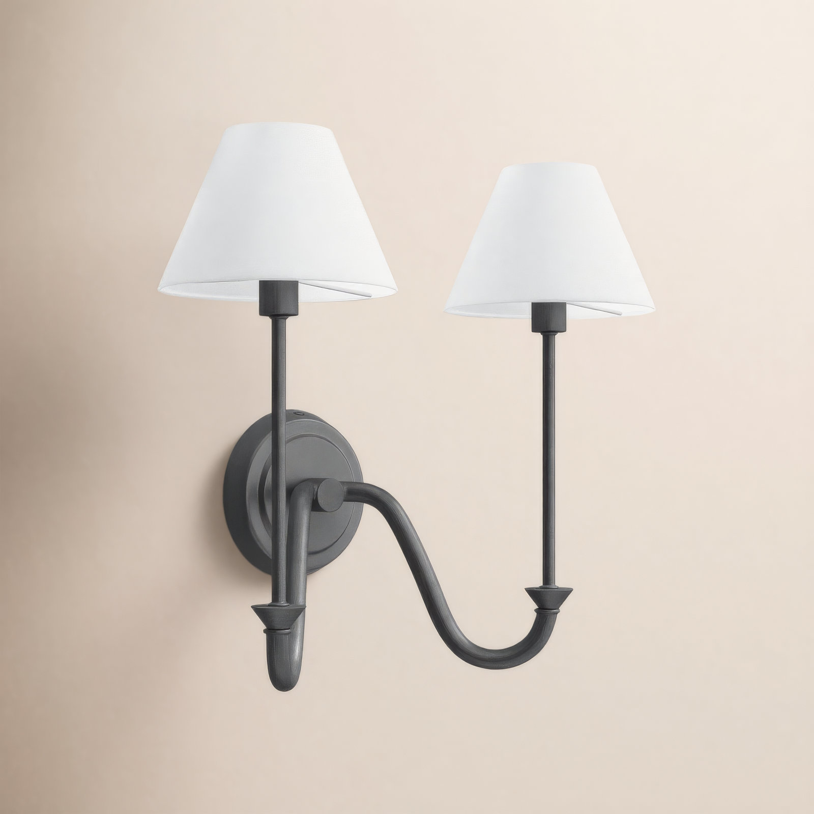 Greta 2-Light Wallchiere, Black