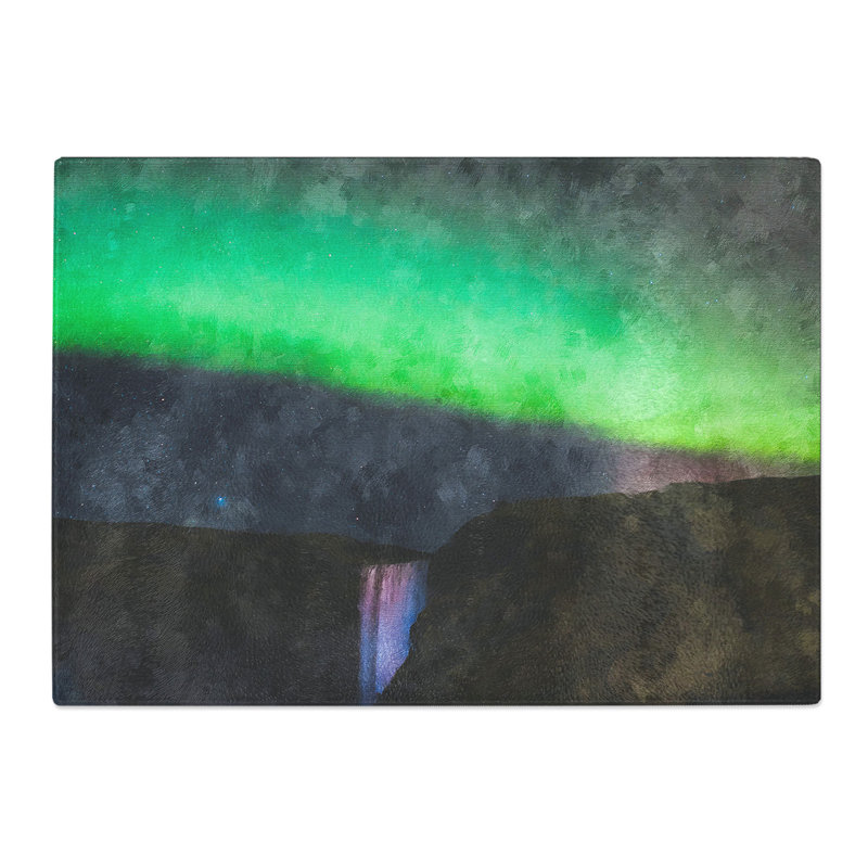 Northern Lights Above the Waterfall Vol.1 Painting Chopping Board, 0.4cm H x 20cm W x 28.5cm L