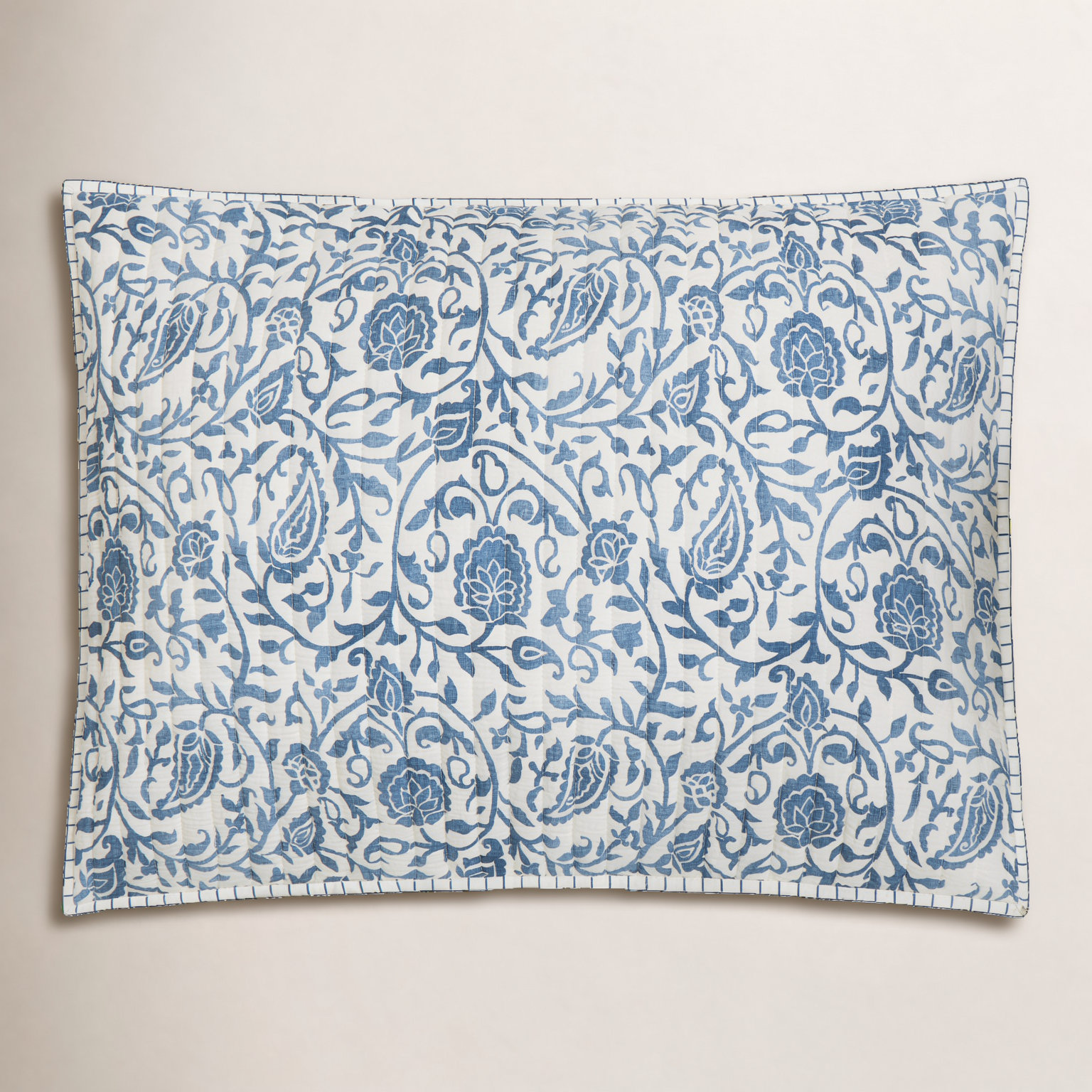 Eden Paisley Cotton Quilt Set, Full/Queen Quilt + 2 Standard Shams, Blue