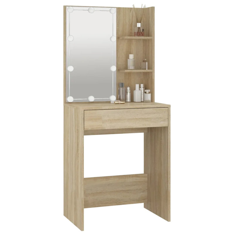 Joslyne Dressing Table with Mirror, Sonoma Oak