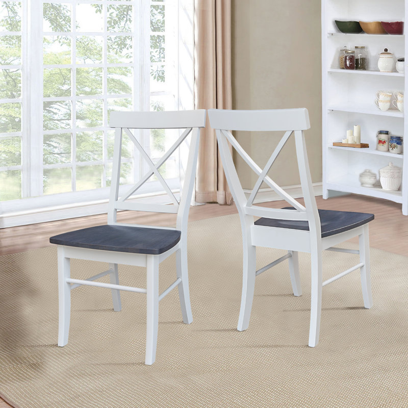 Ensemble de salle à manger extensible en bois massif Chapital, 3 pièces, Blanc / gris bruyère