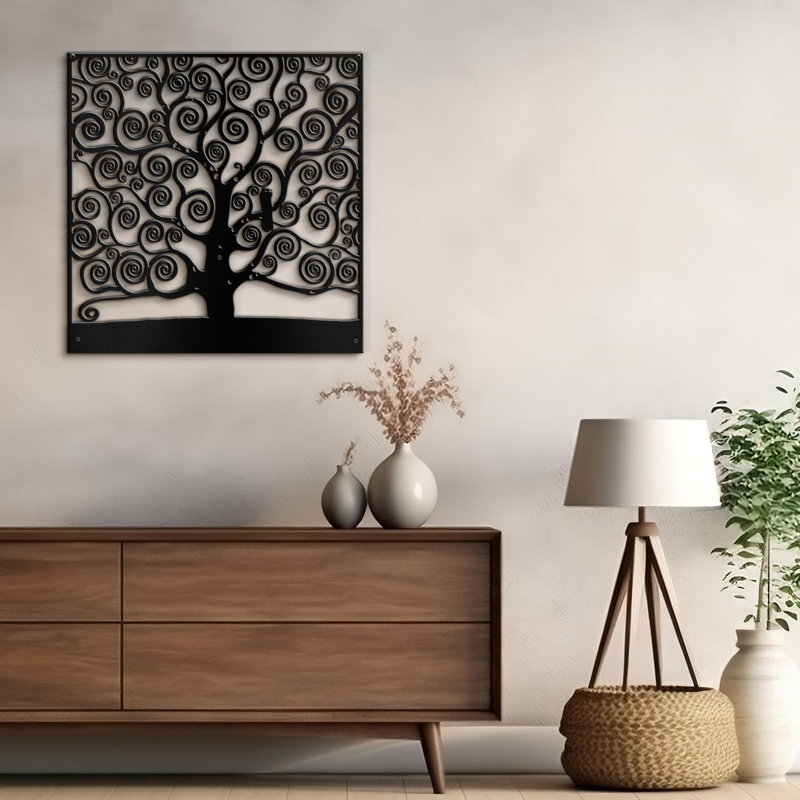 Décoration murale en métal, H 18 po x l 18 po x P 0,05 po, Noir