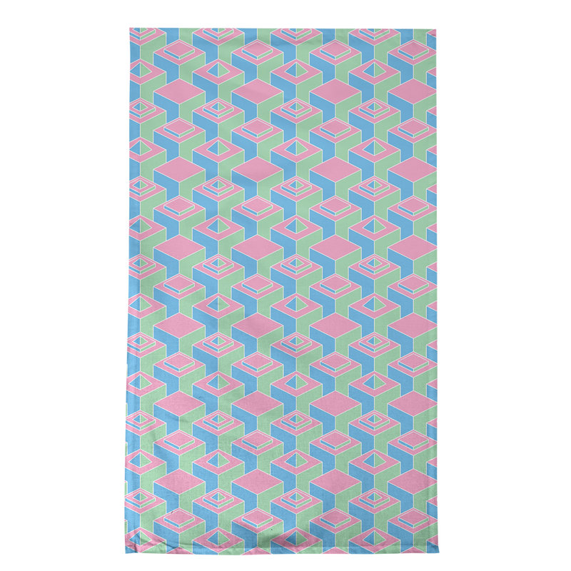 Serviette de thé skyscrapers Patricia Geoffrey, Vert / Rose / Bleu, Sergé de coton