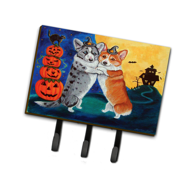 Porte-clés mural Corgi Halloween Scare